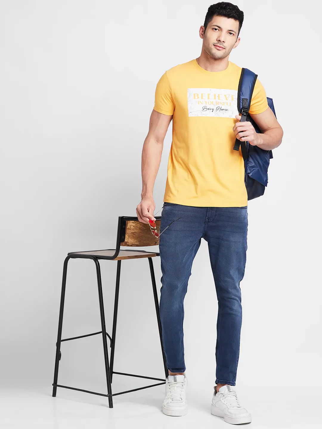 Orange Regular Fit Round Neck Men's T-Shirt by Being Human Clothing - Image 6