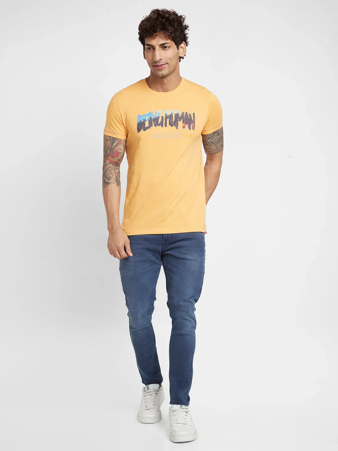 Orange Regular Fit Round Neck Men's T-Shirt by Being Human Clothing - Image 2