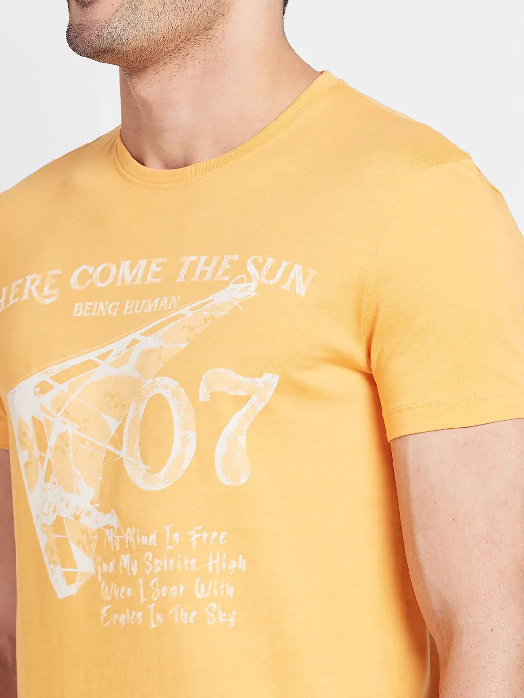 Orange Regular Fit Round Neck Men's T-Shirt by Being Human Clothing - Image 5