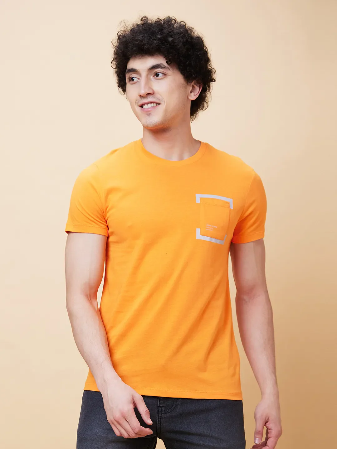 Orange Regular Fit Men's Short Sleeves T-Shirt by Being Human Clothing