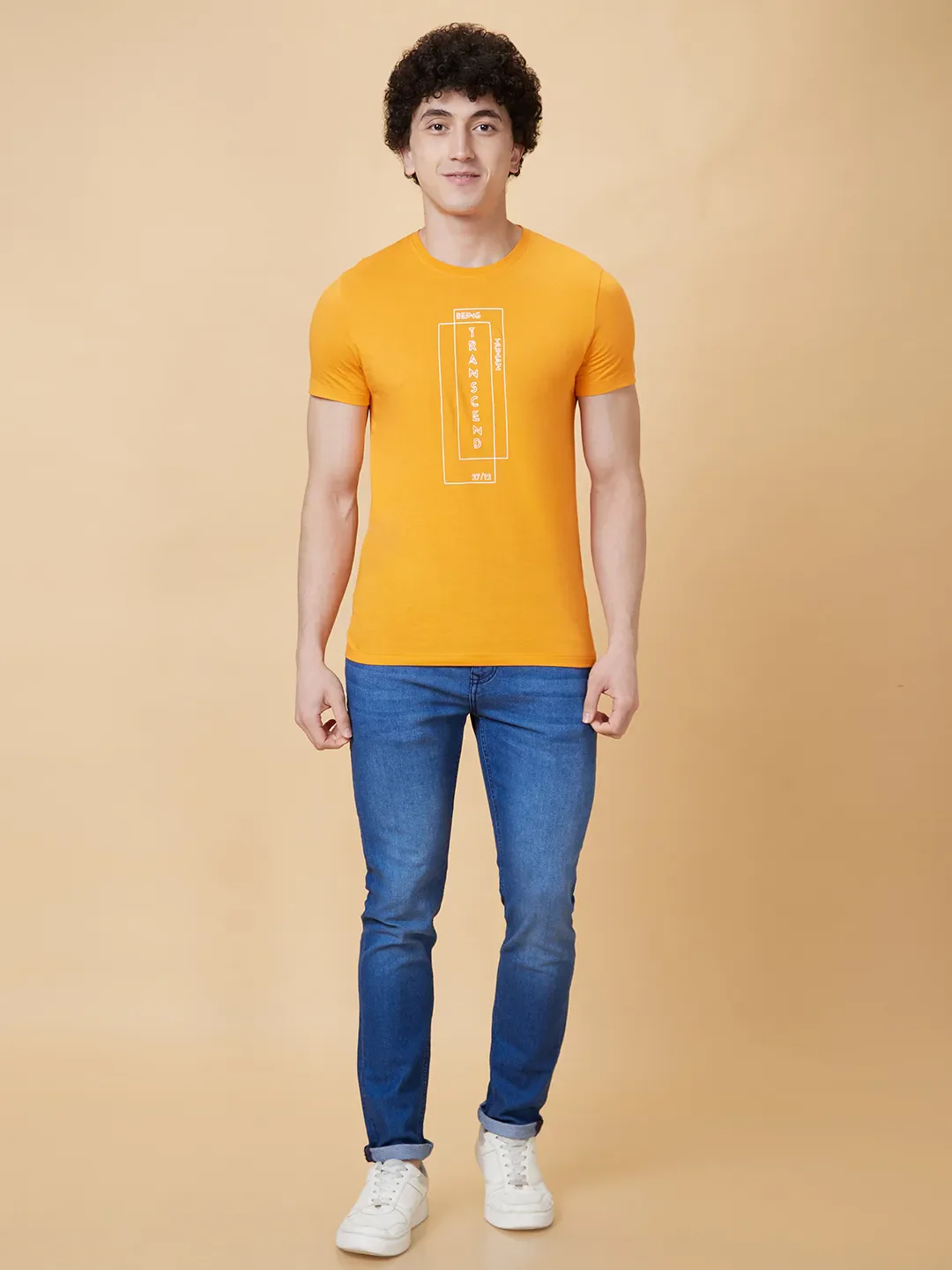 Orange Regular Fit Men's Short Sleeves T-Shirt by Being Human Clothing