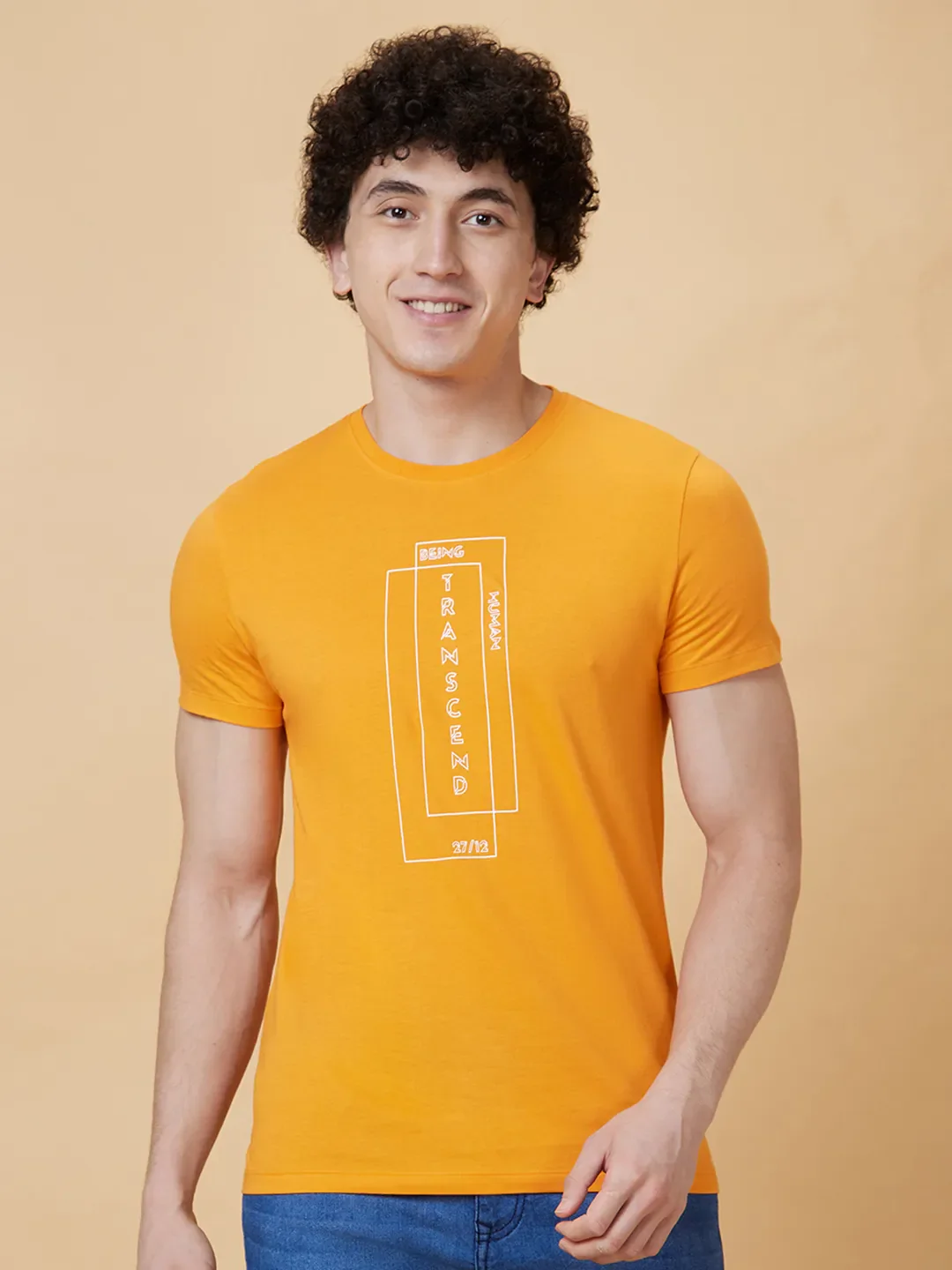 Orange Regular Fit Men's Short Sleeves T-Shirt by Being Human Clothing - Image 6