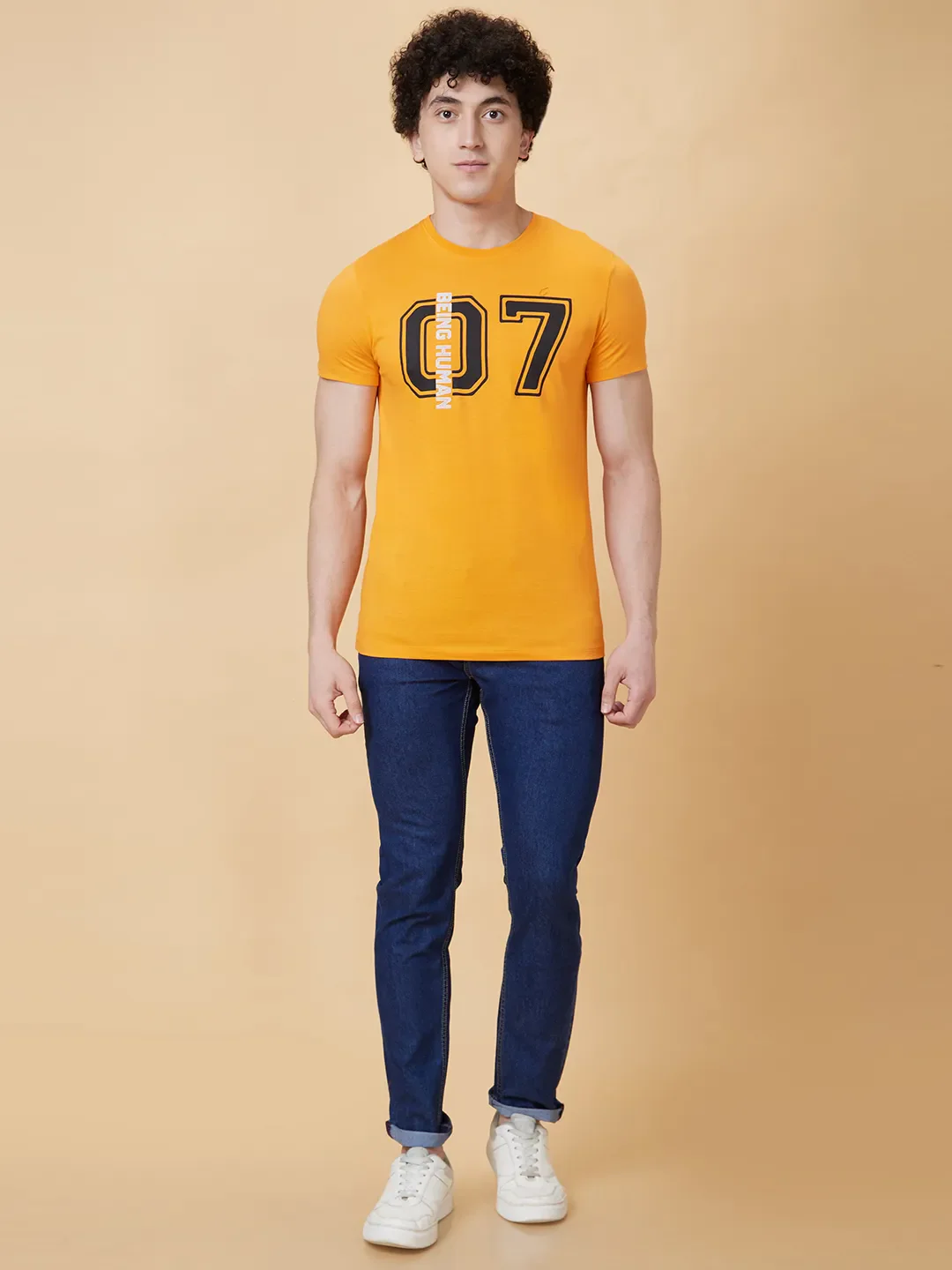 Orange Regular Fit Men's Short Sleeves T-Shirt by Being Human Clothing
