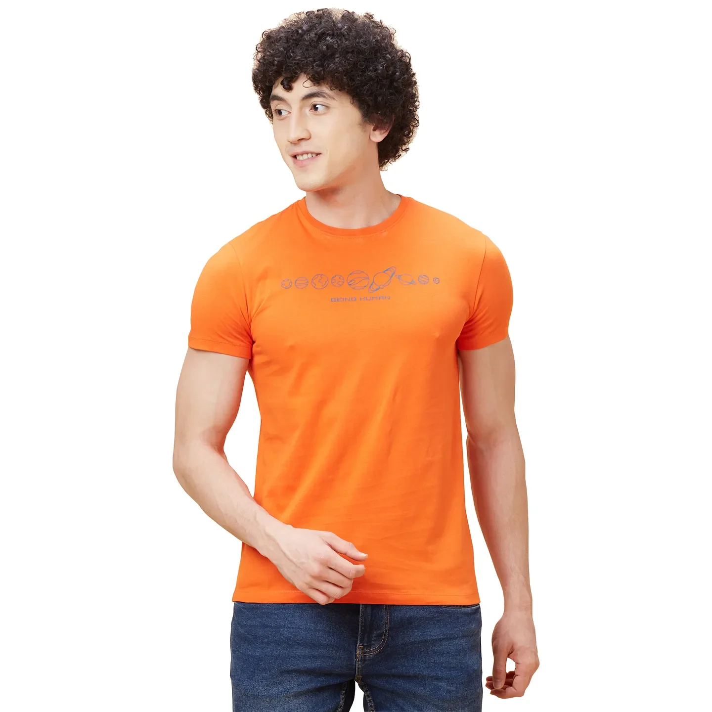 Orange Regular Fit Men's Short Sleeves T-Shirt by Being Human Clothing