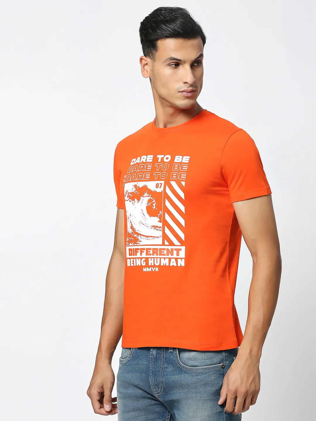 Orange Regular Fit Men's Short Sleeves T-Shirt by Being Human Clothing - Image 2