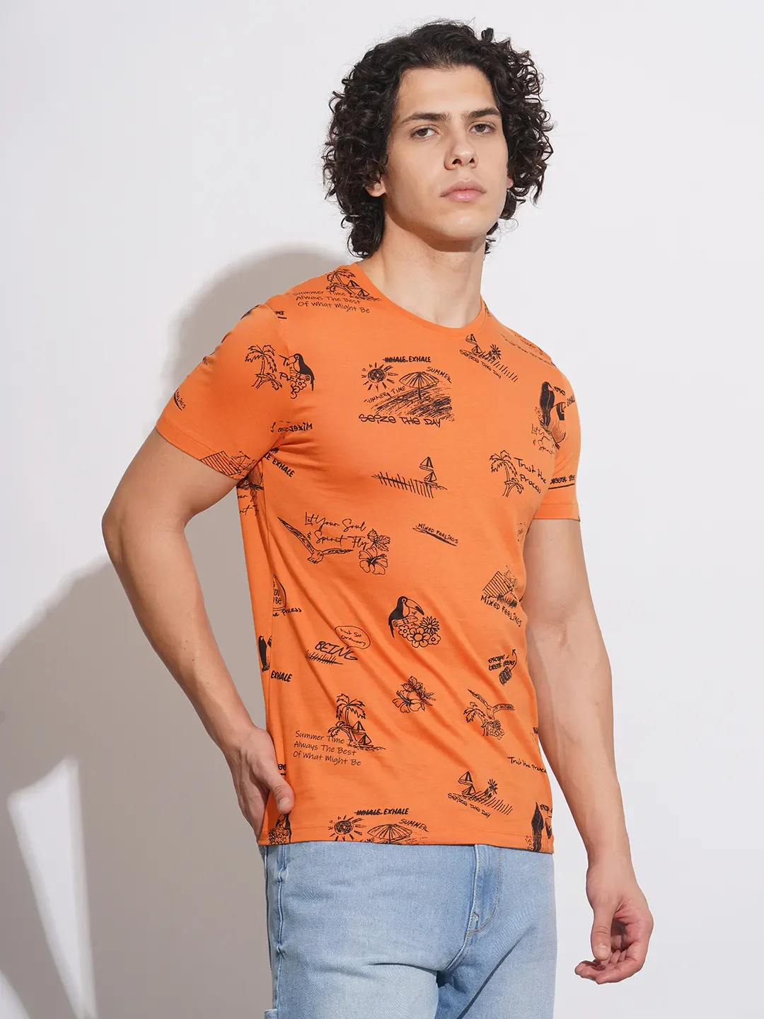 Orange Regular Fit Men's Short Sleeves T-Shirt by Being Human Clothing - Image 2