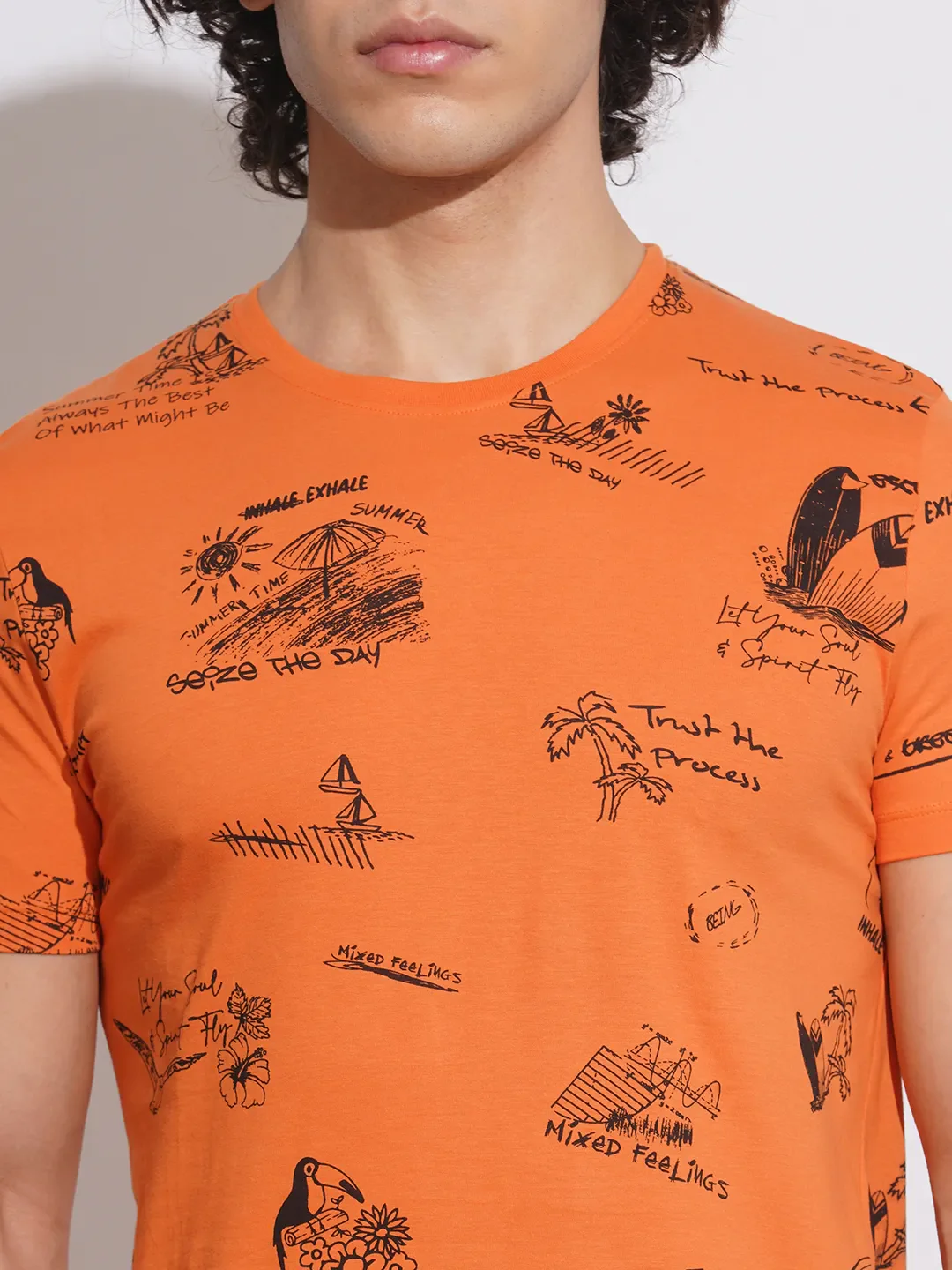 Orange Regular Fit Men's Short Sleeves T-Shirt by Being Human Clothing - Image 5