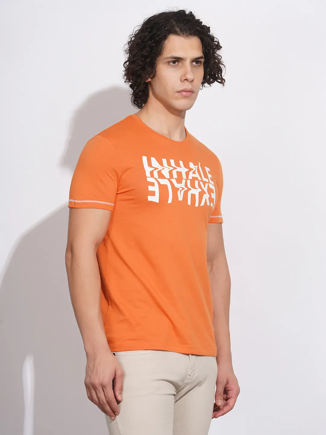 Orange Regular Fit Men's Short Sleeves T-Shirt by Being Human Clothing - Image 2