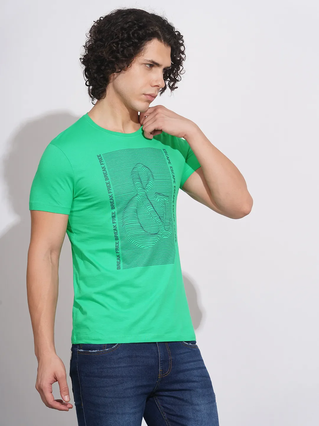 Green Regular Fit Men's Short Sleeves T-Shirt by Being Human Clothing - Image 2