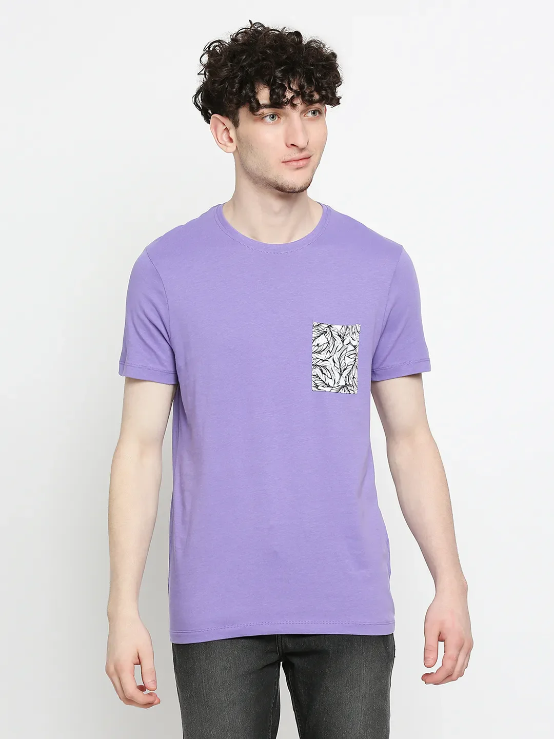 Purple Regular Fit Round Neck Men's T-Shirt by Being Human Clothing