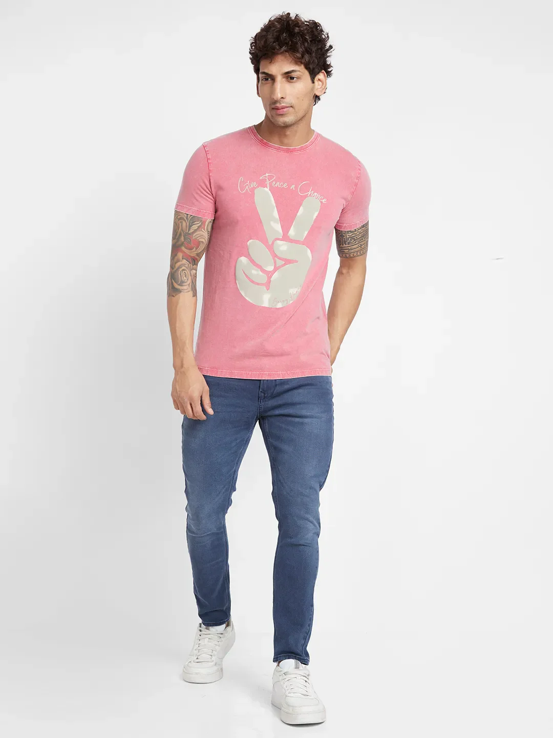 Red Regular Fit Round Neck Men's T-Shirt by Being Human Clothing - Image 2