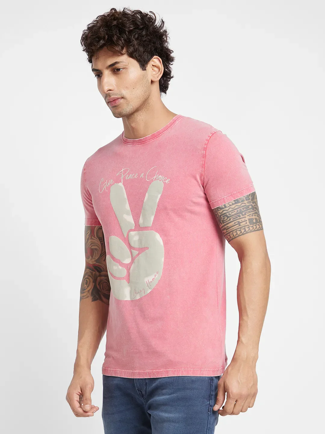 Red Regular Fit Round Neck Men's T-Shirt by Being Human Clothing - Image 3