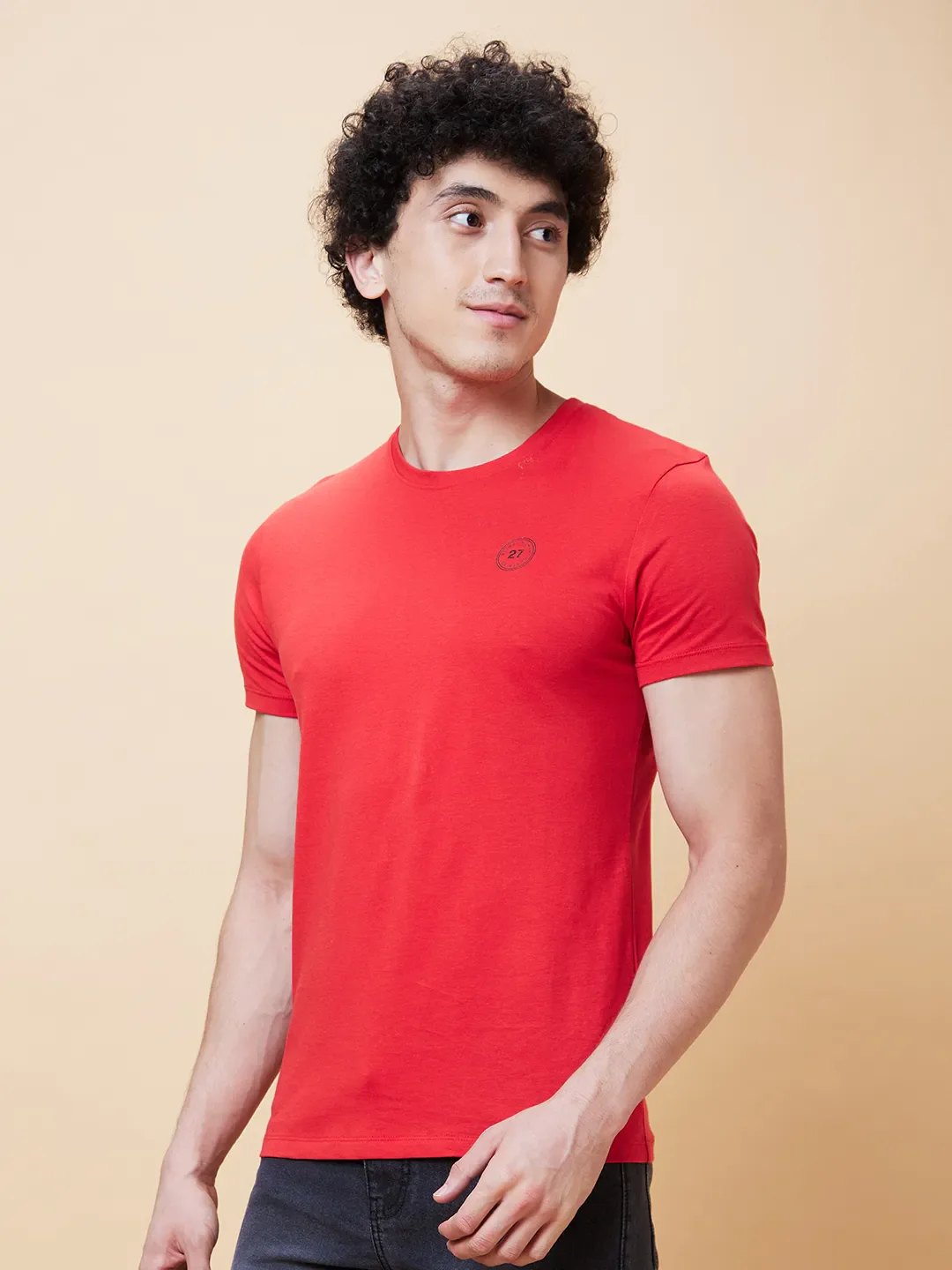 Red Regular Fit Men's Short Sleeves T-Shirt by Being Human Clothing - Image 3