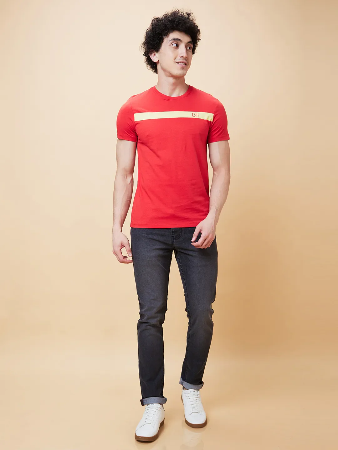 Red Regular Fit Men's Short Sleeves T-Shirt by Being Human Clothing - Image 2