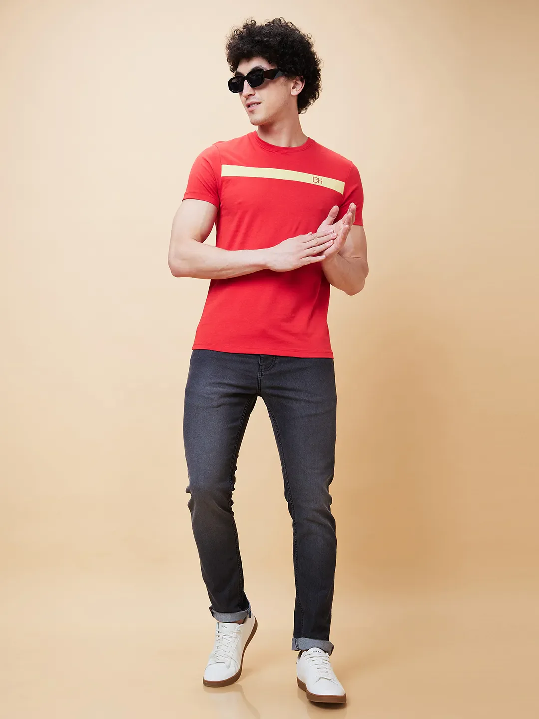Red Regular Fit Men's Short Sleeves T-Shirt by Being Human Clothing - Image 6