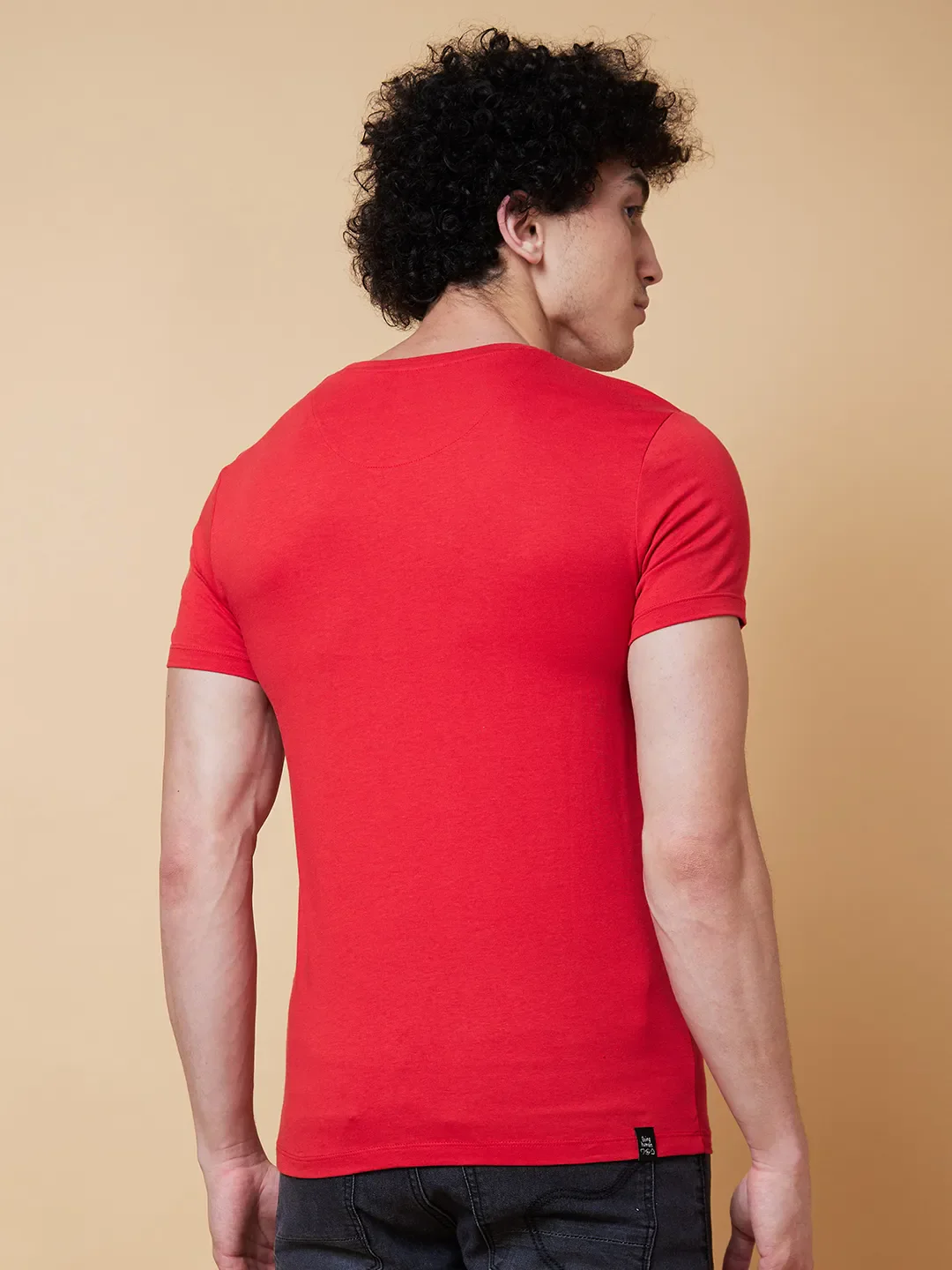 Red Regular Fit Men's Short Sleeves T-Shirt by Being Human Clothing - Image 3