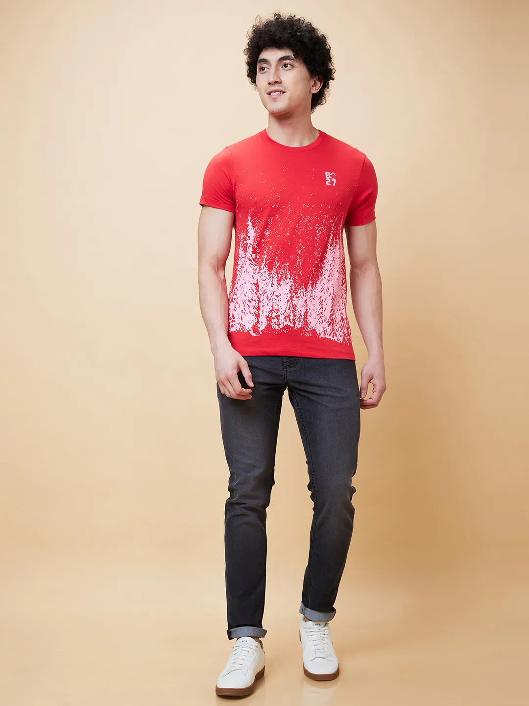 Red Regular Fit Men's Short Sleeves T-Shirt by Being Human Clothing - Image 2