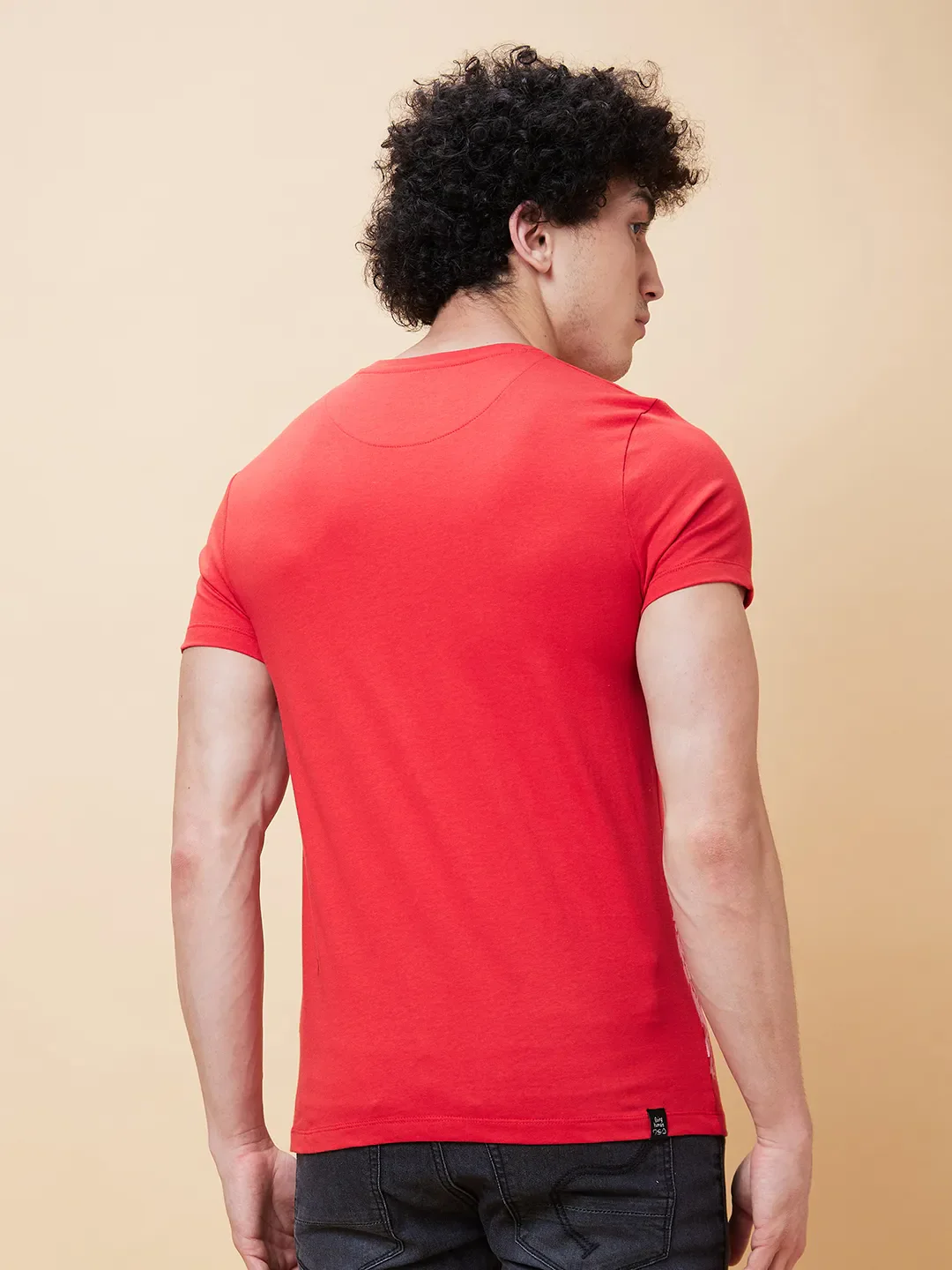 Red Regular Fit Men's Short Sleeves T-Shirt by Being Human Clothing - Image 3
