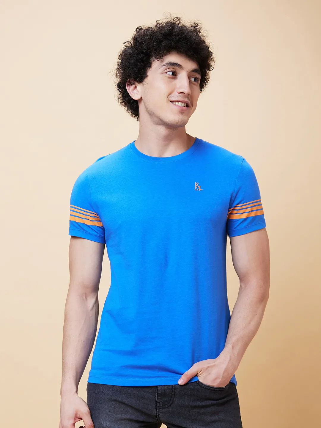 Blue Regular Fit Men's Short Sleeves T-Shirt by Being Human Clothing