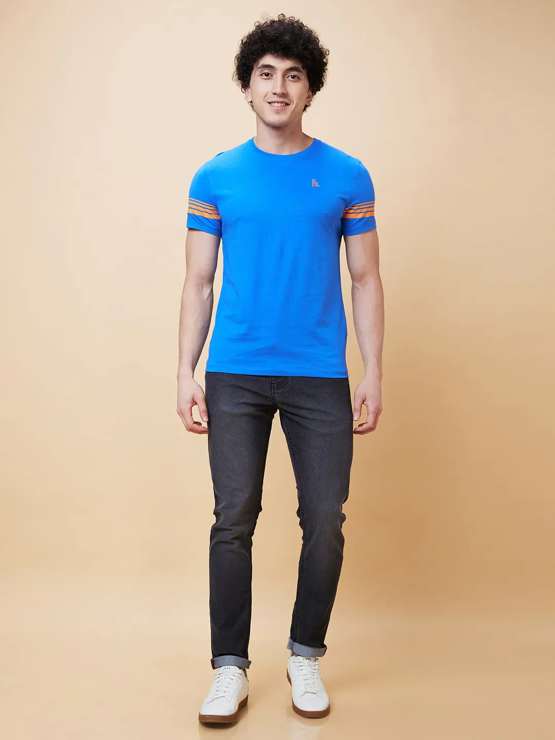 Blue Regular Fit Men's Short Sleeves T-Shirt by Being Human Clothing - Image 2