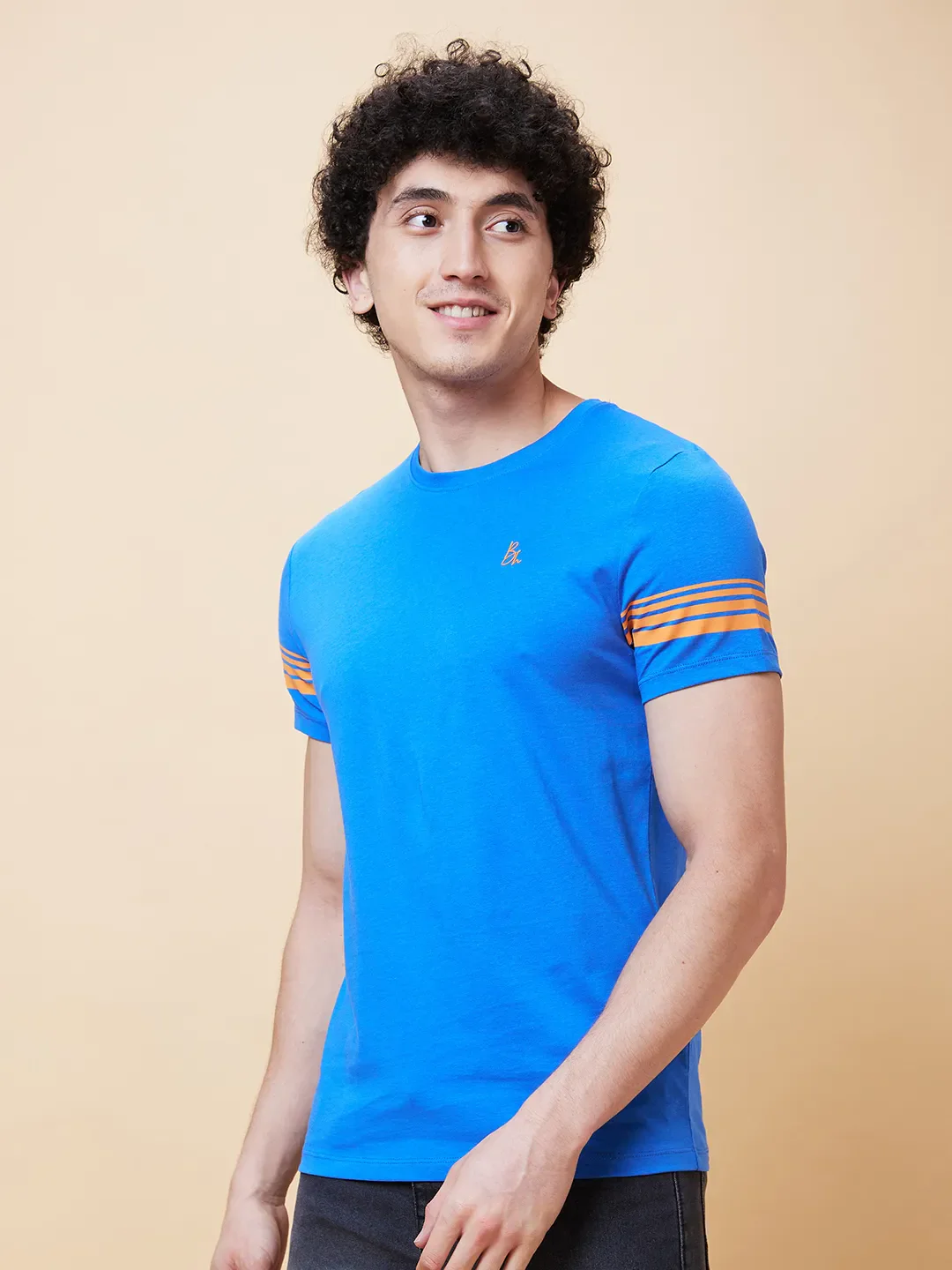 Blue Regular Fit Men's Short Sleeves T-Shirt by Being Human Clothing - Image 4