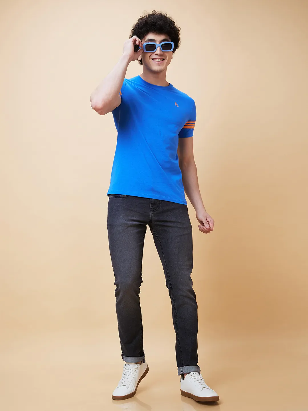 Blue Regular Fit Men's Short Sleeves T-Shirt by Being Human Clothing - Image 6