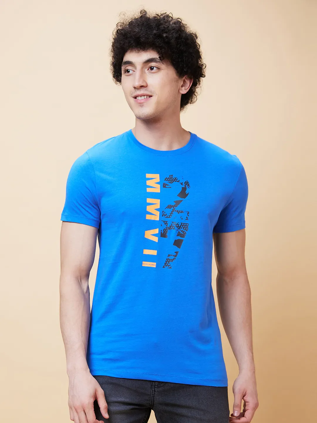 Blue Regular Fit Men's Short Sleeves T-Shirt by Being Human Clothing
