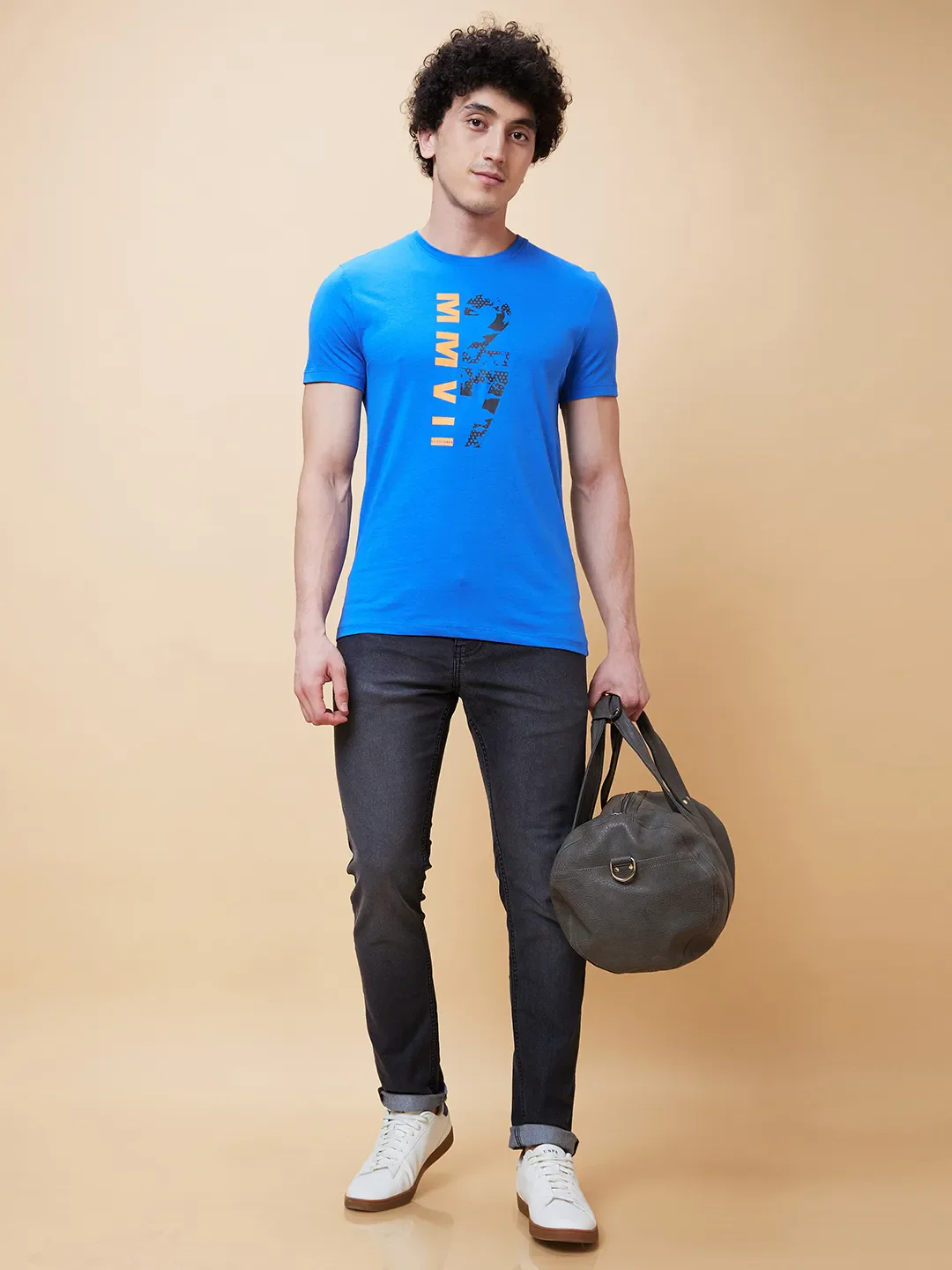 Blue Regular Fit Men's Short Sleeves T-Shirt by Being Human Clothing - Image 6