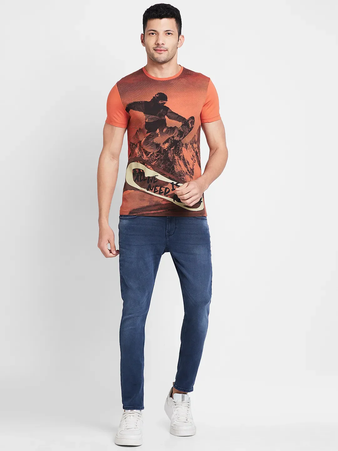 Orange Regular Fit Men's Short Sleeves T-Shirt by Being Human Clothing - Image 2