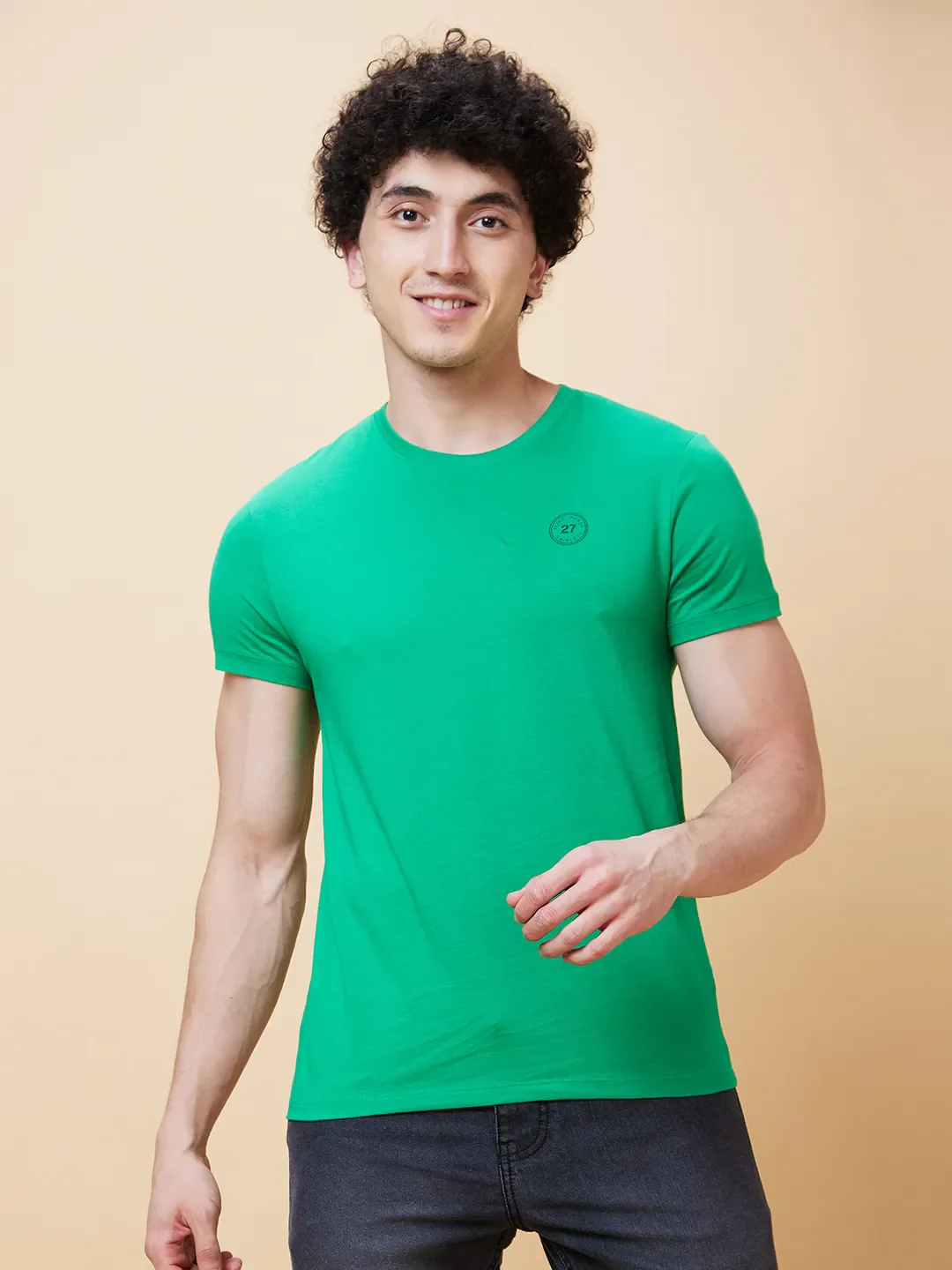 Green Regular Fit Men's Short Sleeves T-Shirt by Being Human Clothing