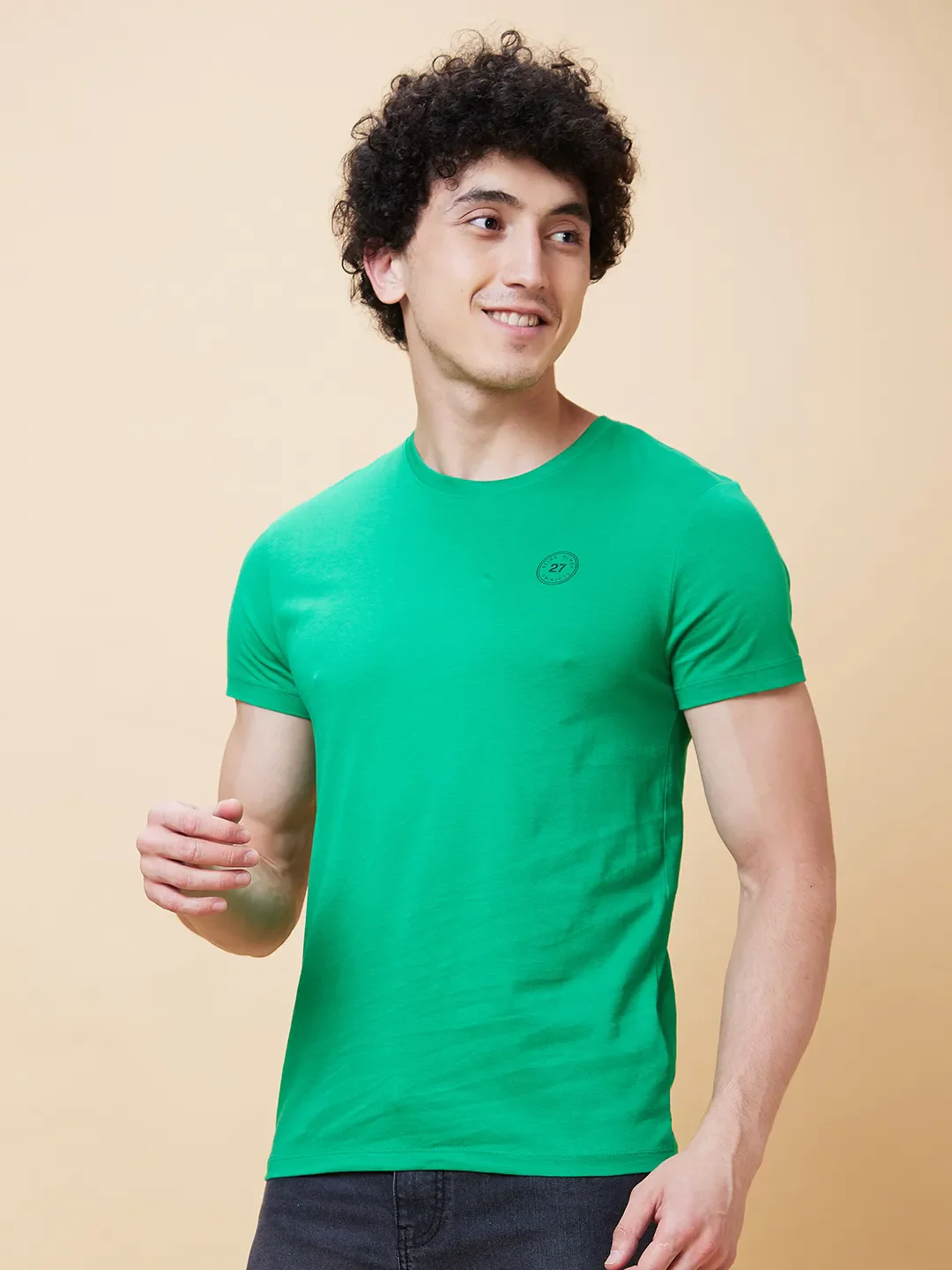 Green Regular Fit Men's Short Sleeves T-Shirt by Being Human Clothing - Image 4
