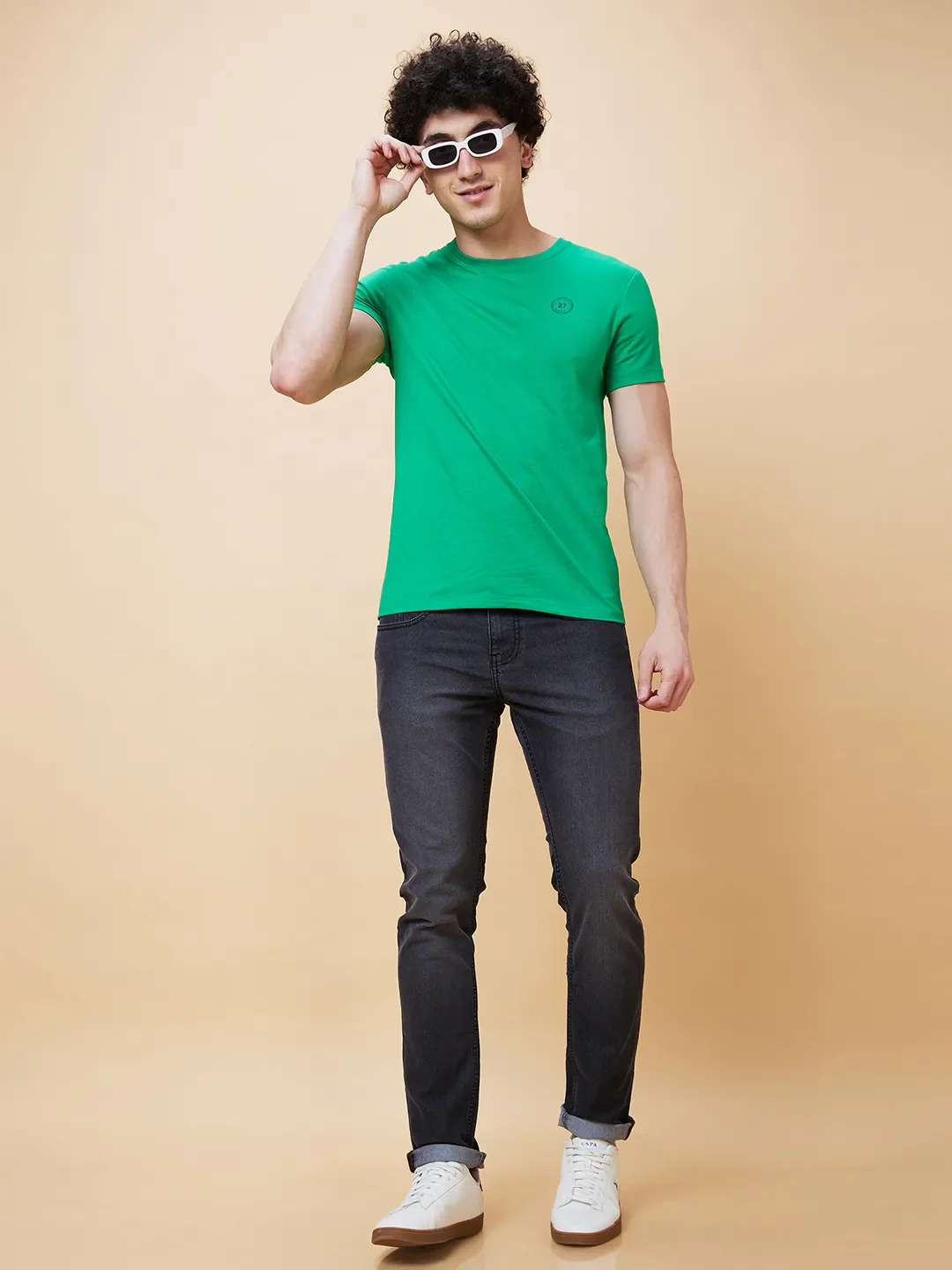 Green Regular Fit Men's Short Sleeves T-Shirt by Being Human Clothing - Image 6