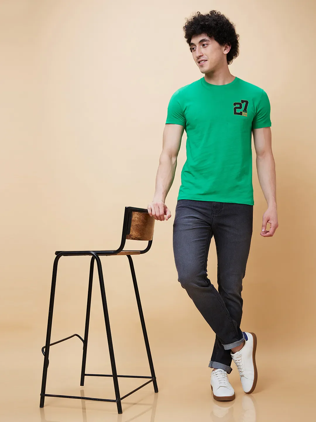 Green Regular Fit Men's Short Sleeves T-Shirt by Being Human Clothing - Image 6