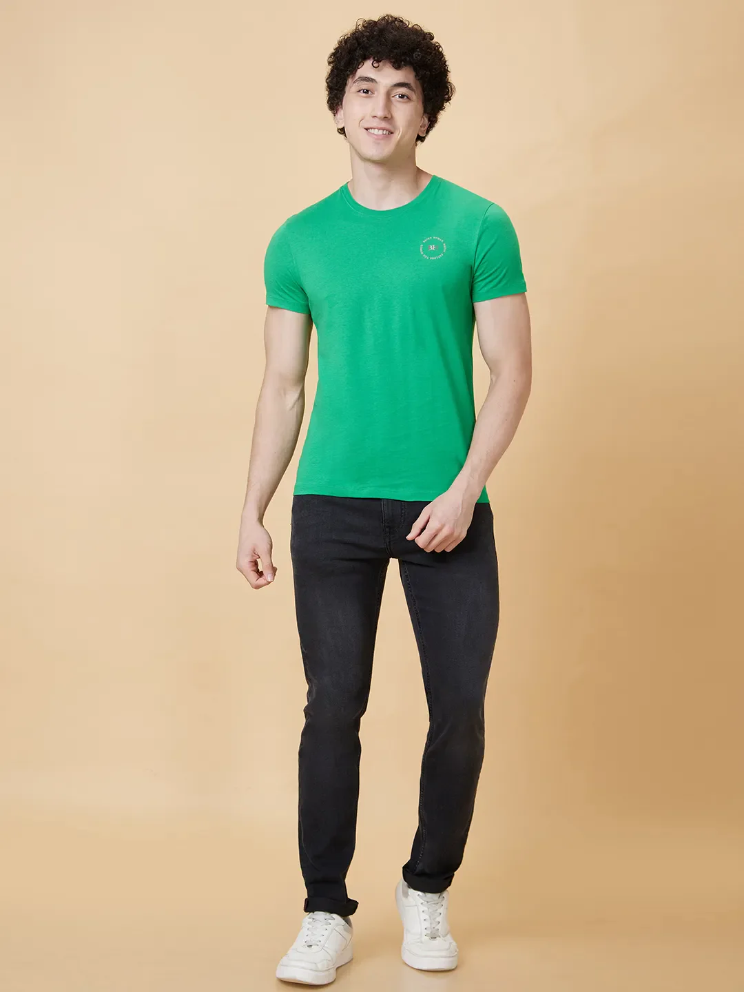 Green Regular Fit Men's Short Sleeves T-Shirt by Being Human Clothing - Image 2