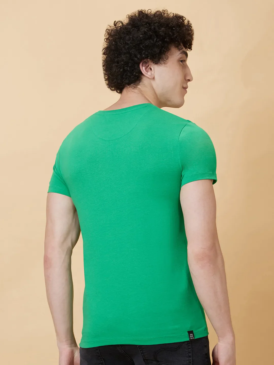 Green Regular Fit Men's Short Sleeves T-Shirt by Being Human Clothing - Image 3