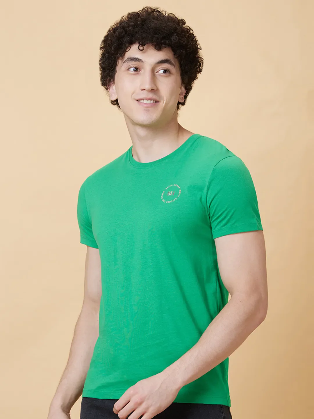 Green Regular Fit Men's Short Sleeves T-Shirt by Being Human Clothing - Image 4