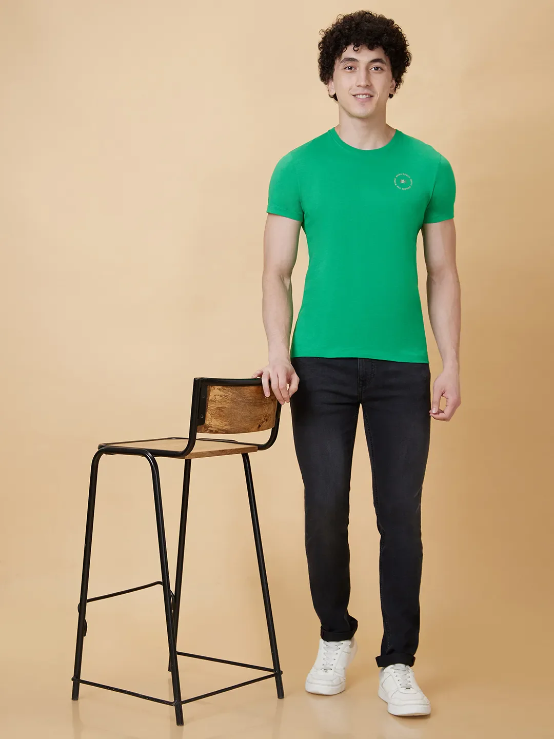 Green Regular Fit Men's Short Sleeves T-Shirt by Being Human Clothing - Image 6