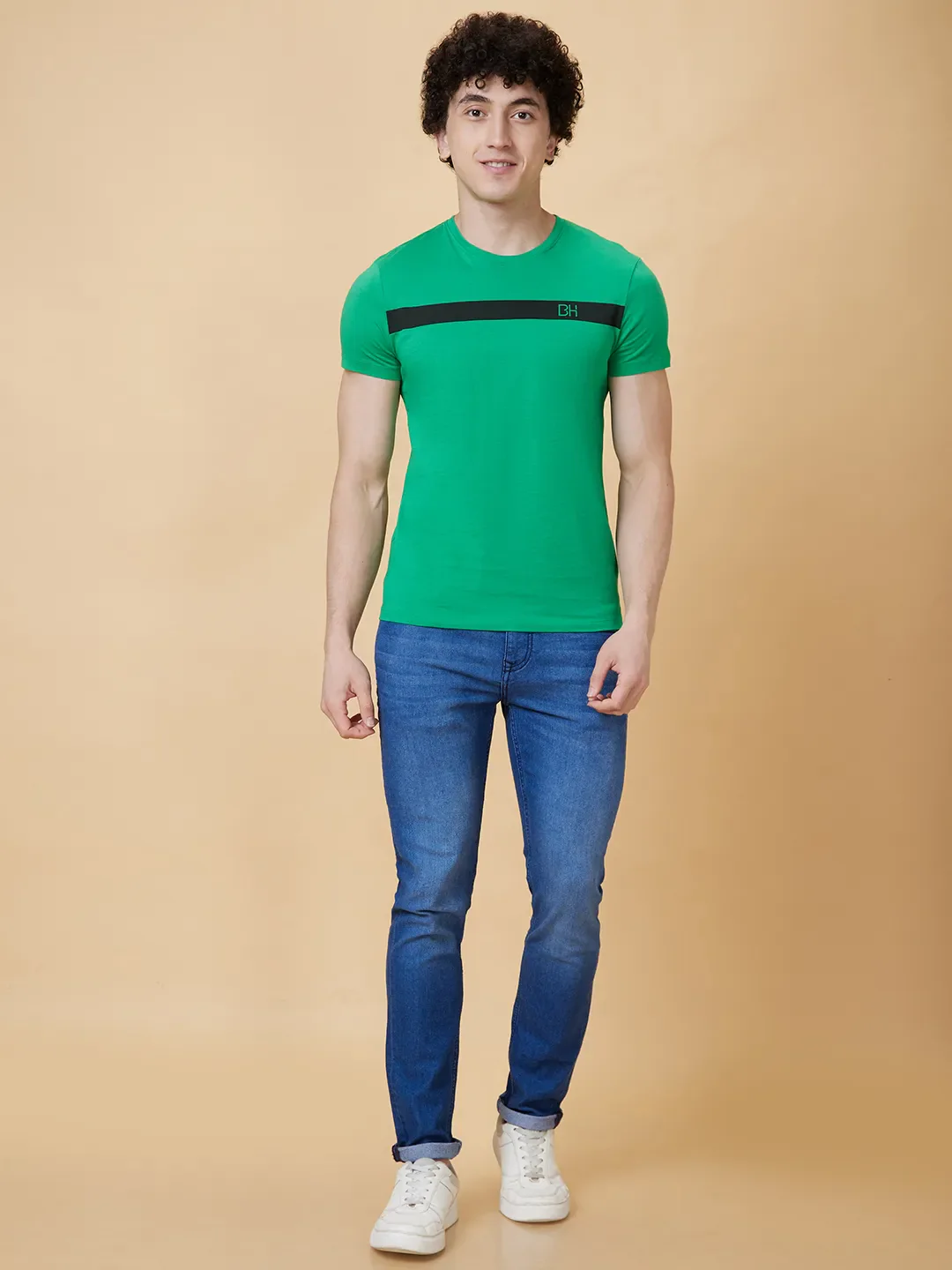 Green Regular Fit Men's Short Sleeves T-Shirt by Being Human Clothing - Image 2