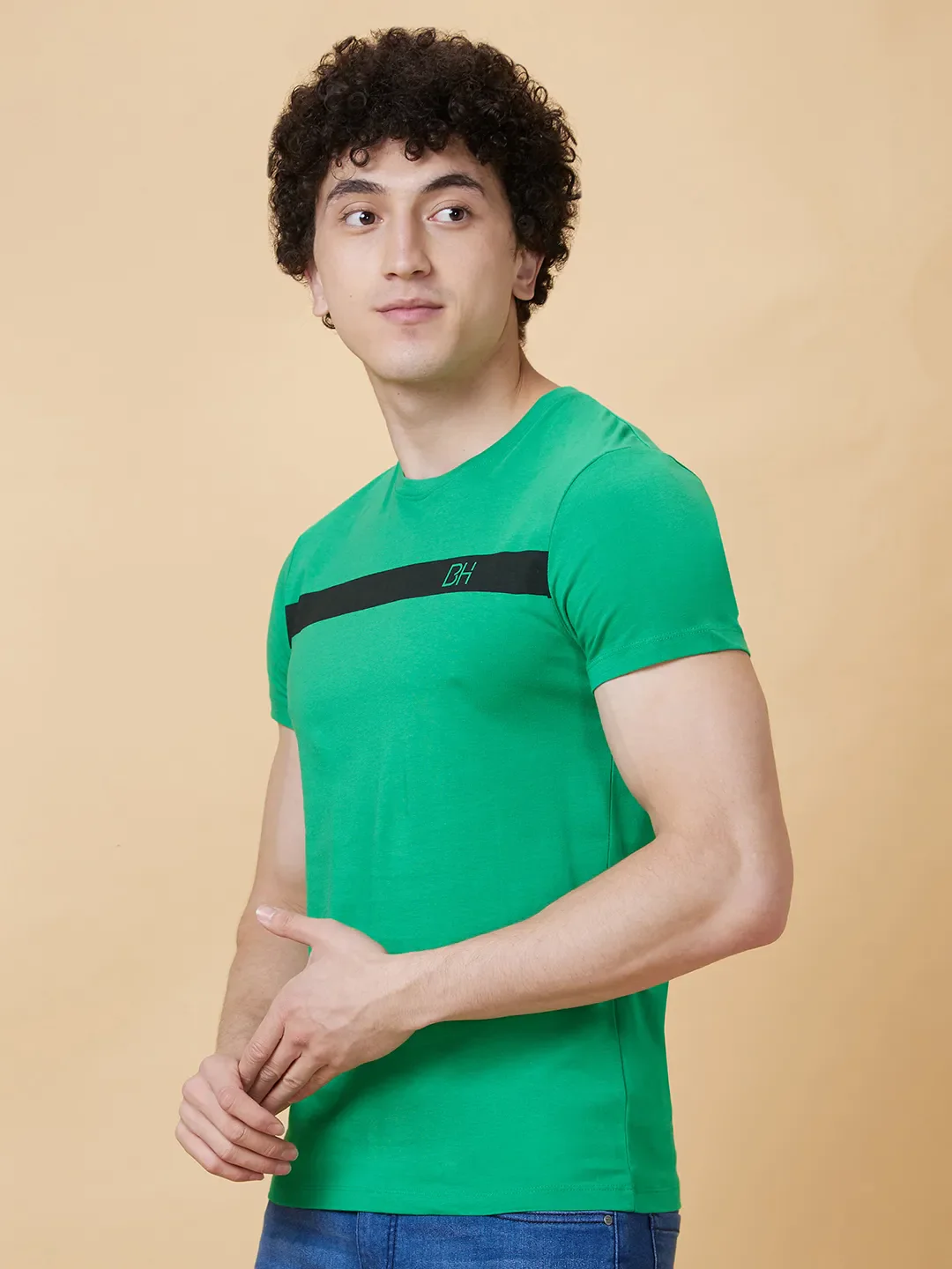 Green Regular Fit Men's Short Sleeves T-Shirt by Being Human Clothing - Image 4