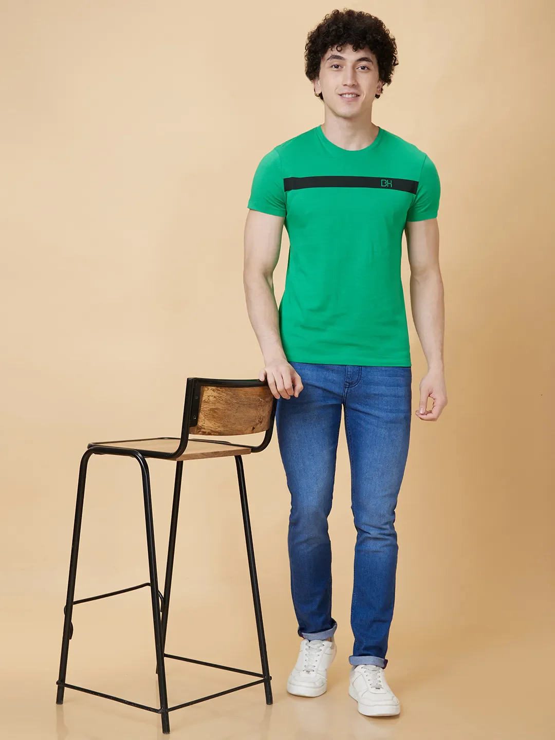Green Regular Fit Men's Short Sleeves T-Shirt by Being Human Clothing - Image 6