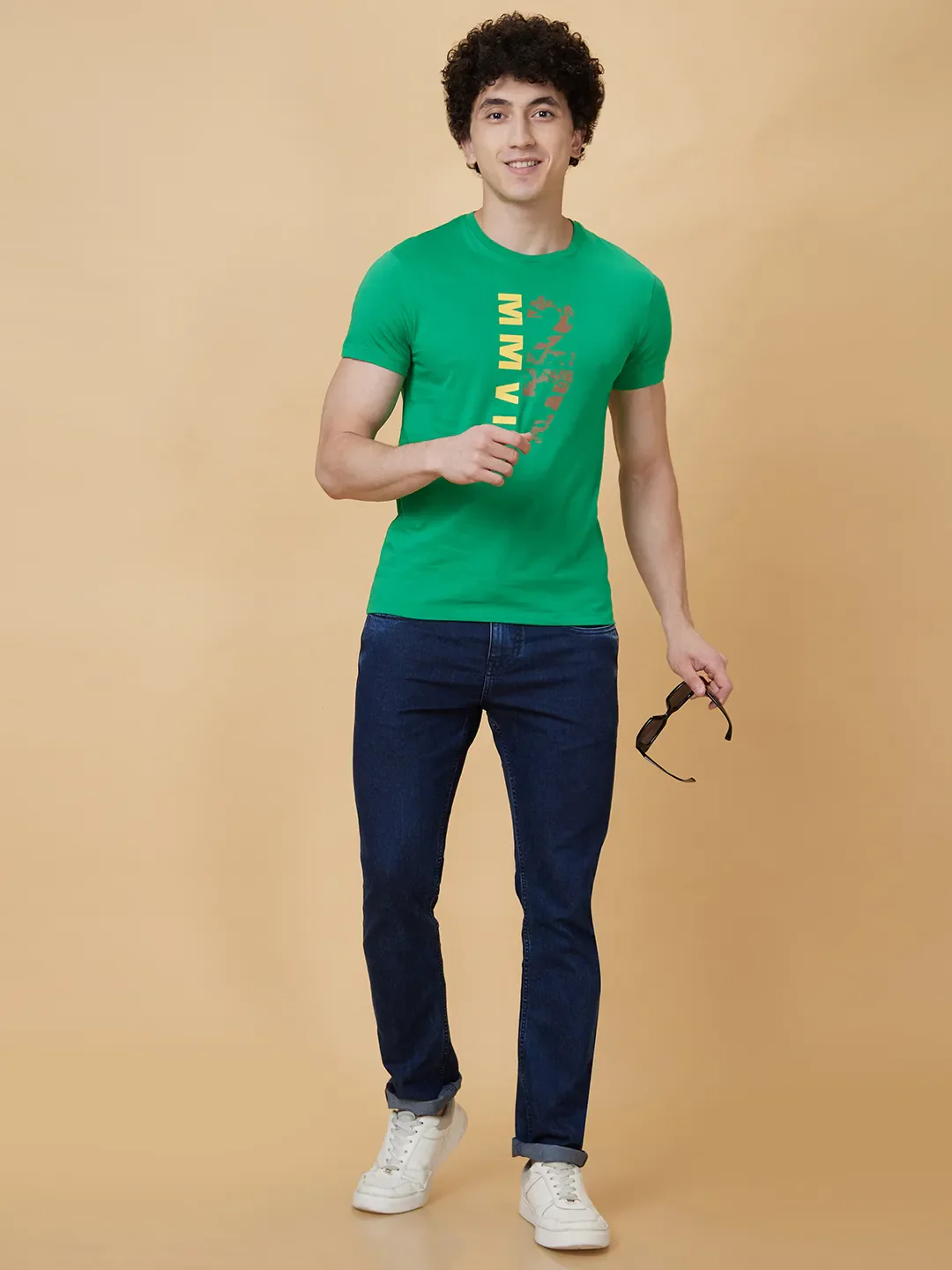 Green Regular Fit Men's Short Sleeves T-Shirt by Being Human Clothing - Image 2