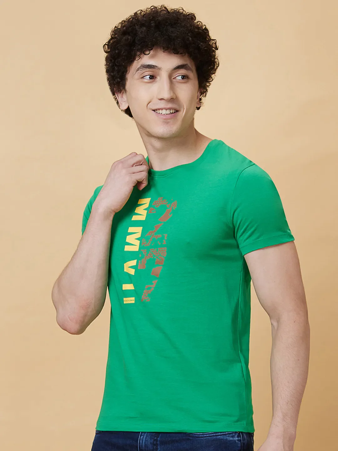Green Regular Fit Men's Short Sleeves T-Shirt by Being Human Clothing - Image 4