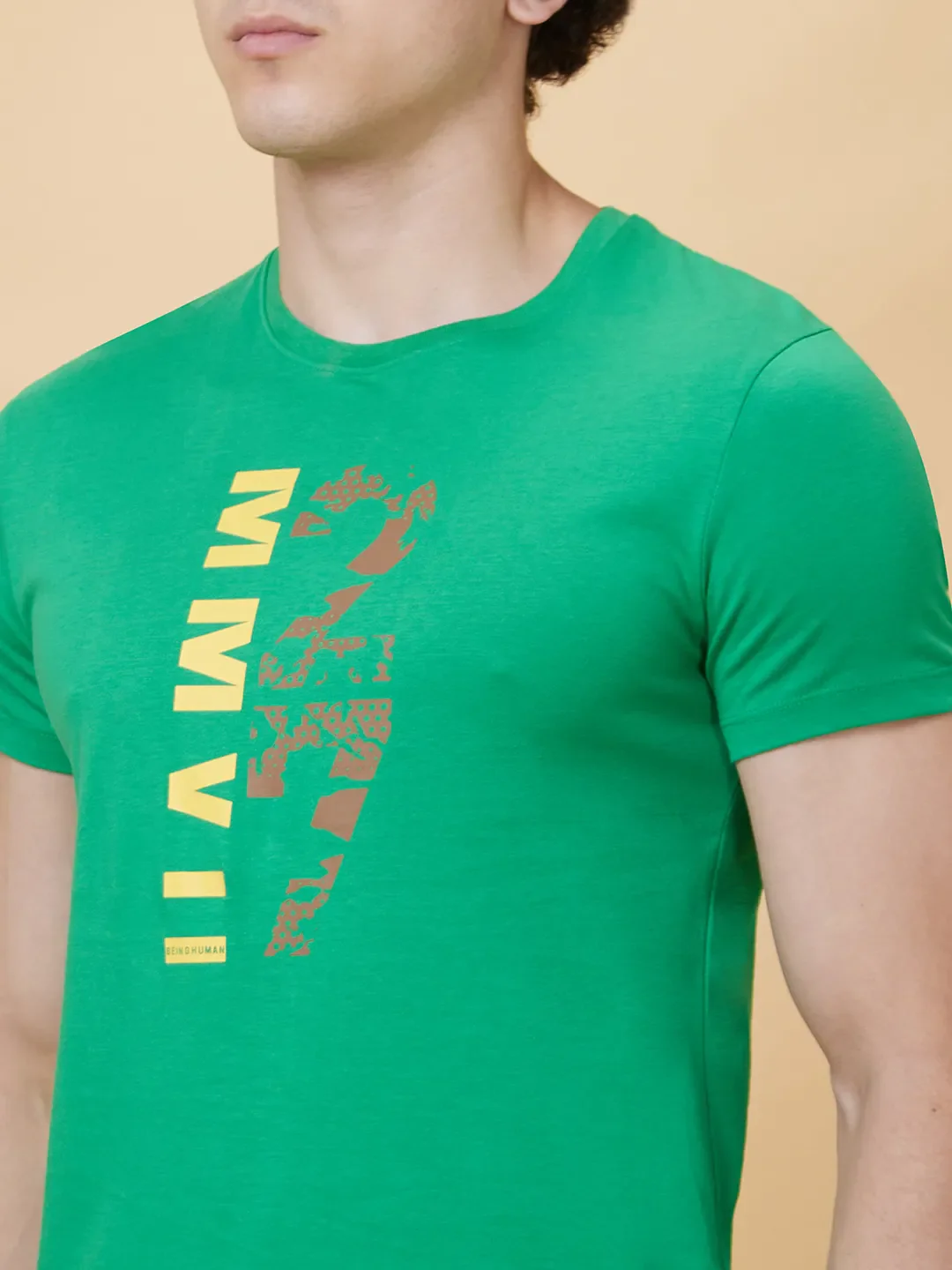 Green Regular Fit Men's Short Sleeves T-Shirt by Being Human Clothing - Image 5