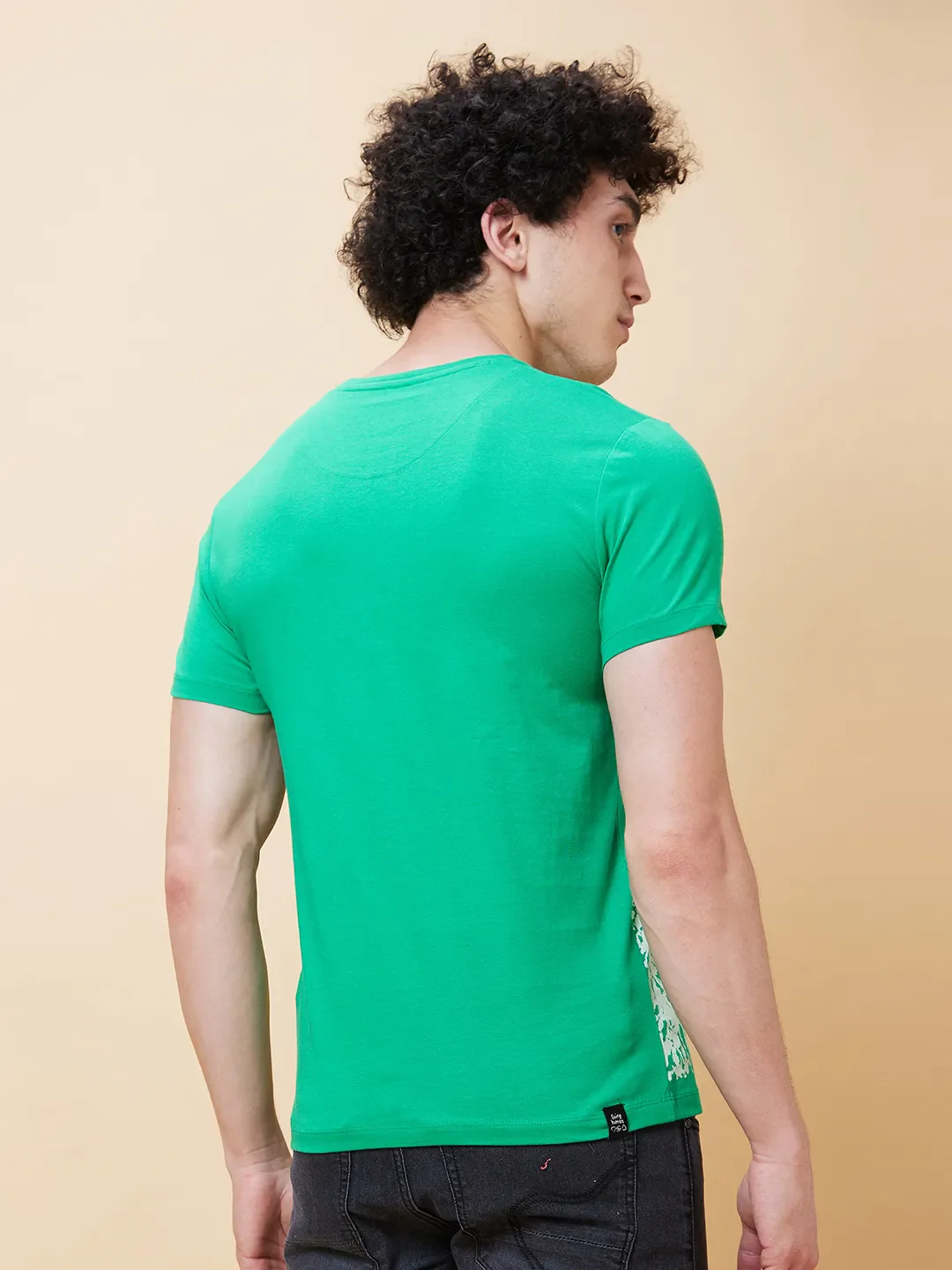 Green Regular Fit Men's Short Sleeves T-Shirt by Being Human Clothing - Image 3