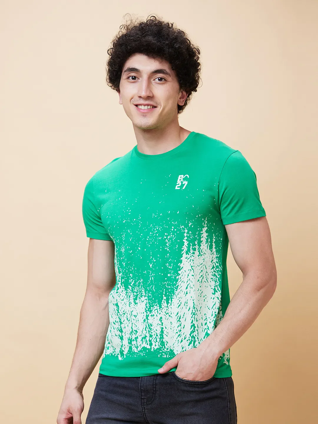 Green Regular Fit Men's Short Sleeves T-Shirt by Being Human Clothing - Image 4