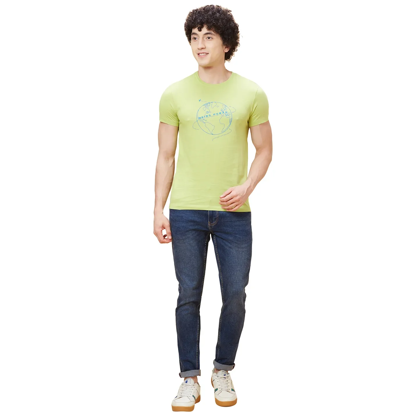 Green Regular Fit Men's Short Sleeves T-Shirt by Being Human Clothing - Image 2