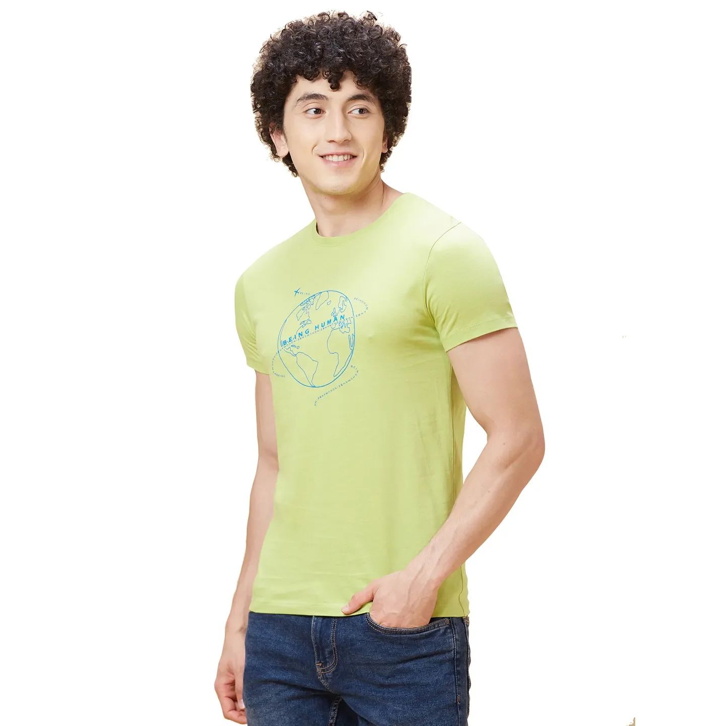 Green Regular Fit Men's Short Sleeves T-Shirt by Being Human Clothing - Image 4