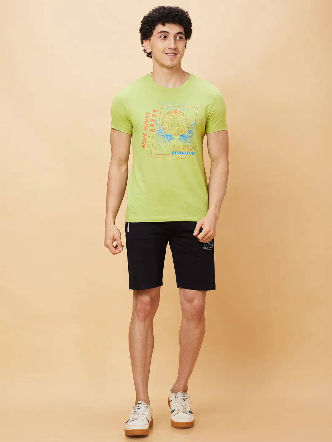 Green Regular Fit Men's Short Sleeves T-Shirt by Being Human Clothing - Image 2