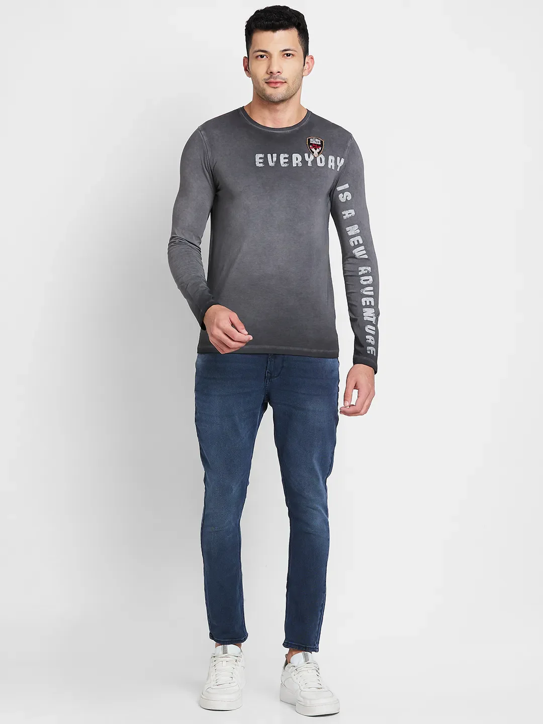Grey Regular Fit Men's Long Sleeves T-Shirt by Being Human Clothing - Image 5