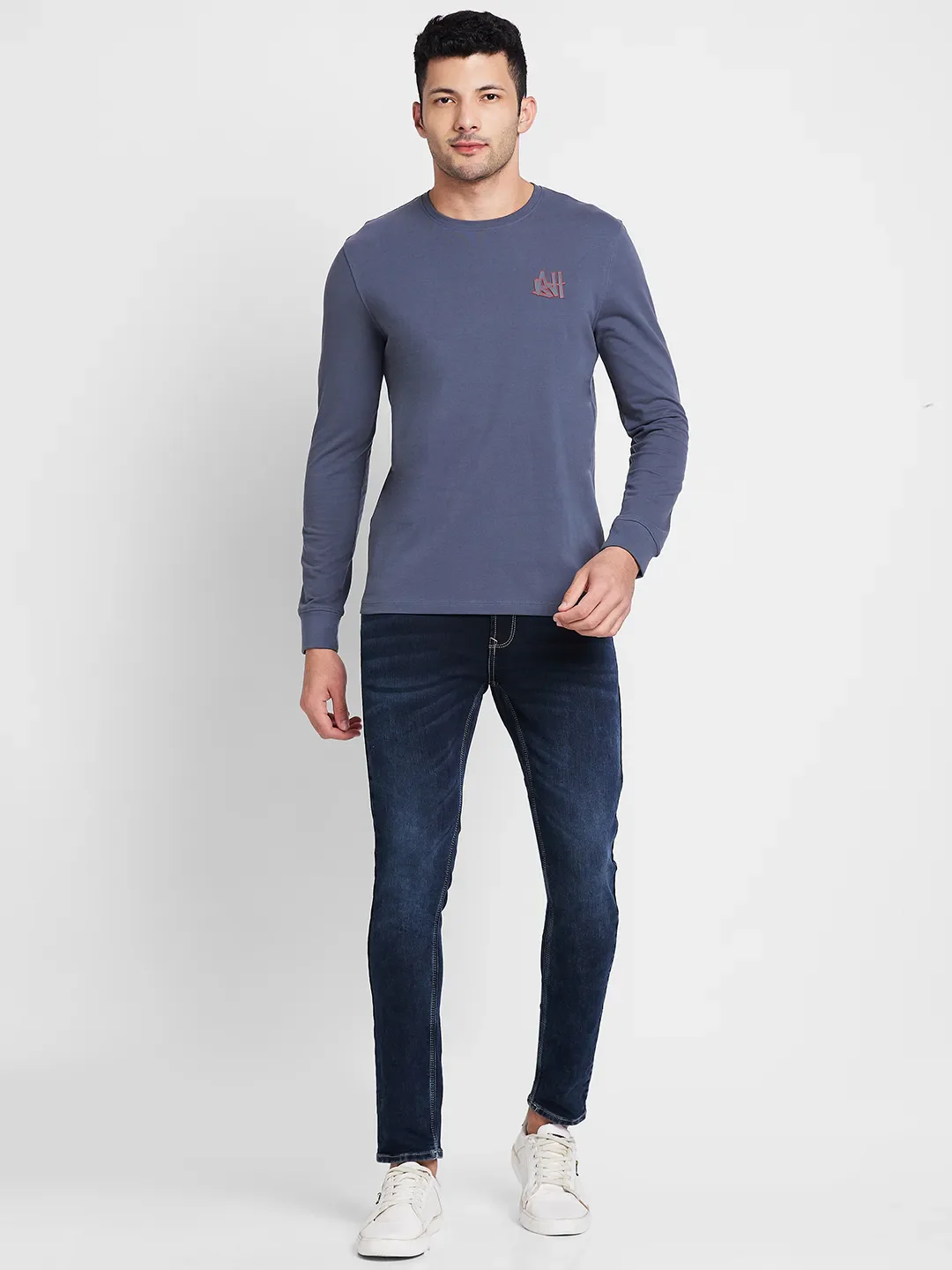 Slate Grey Regular Fit Round Neck Men's T-Shirt by Being Human Clothing - Image 2